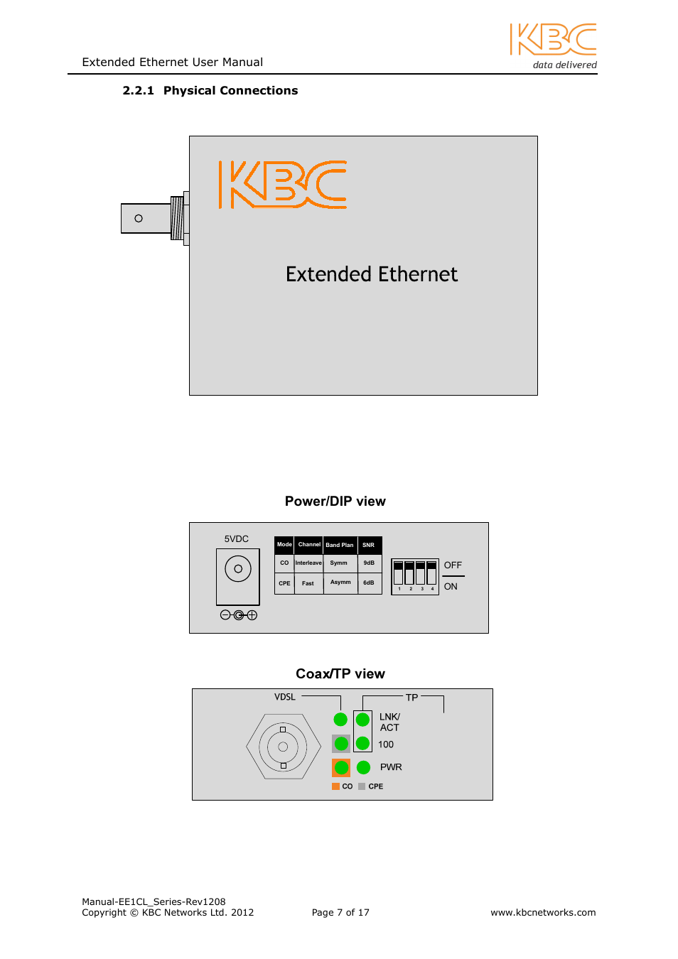 Power/dip view | KBC Networks EE1CL User Manual | Page 7 / 17