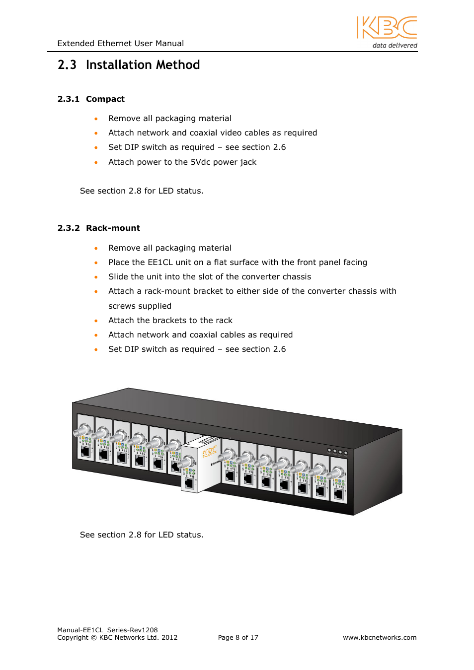 Installation method | KBC Networks EE1CL User Manual | Page 8 / 17