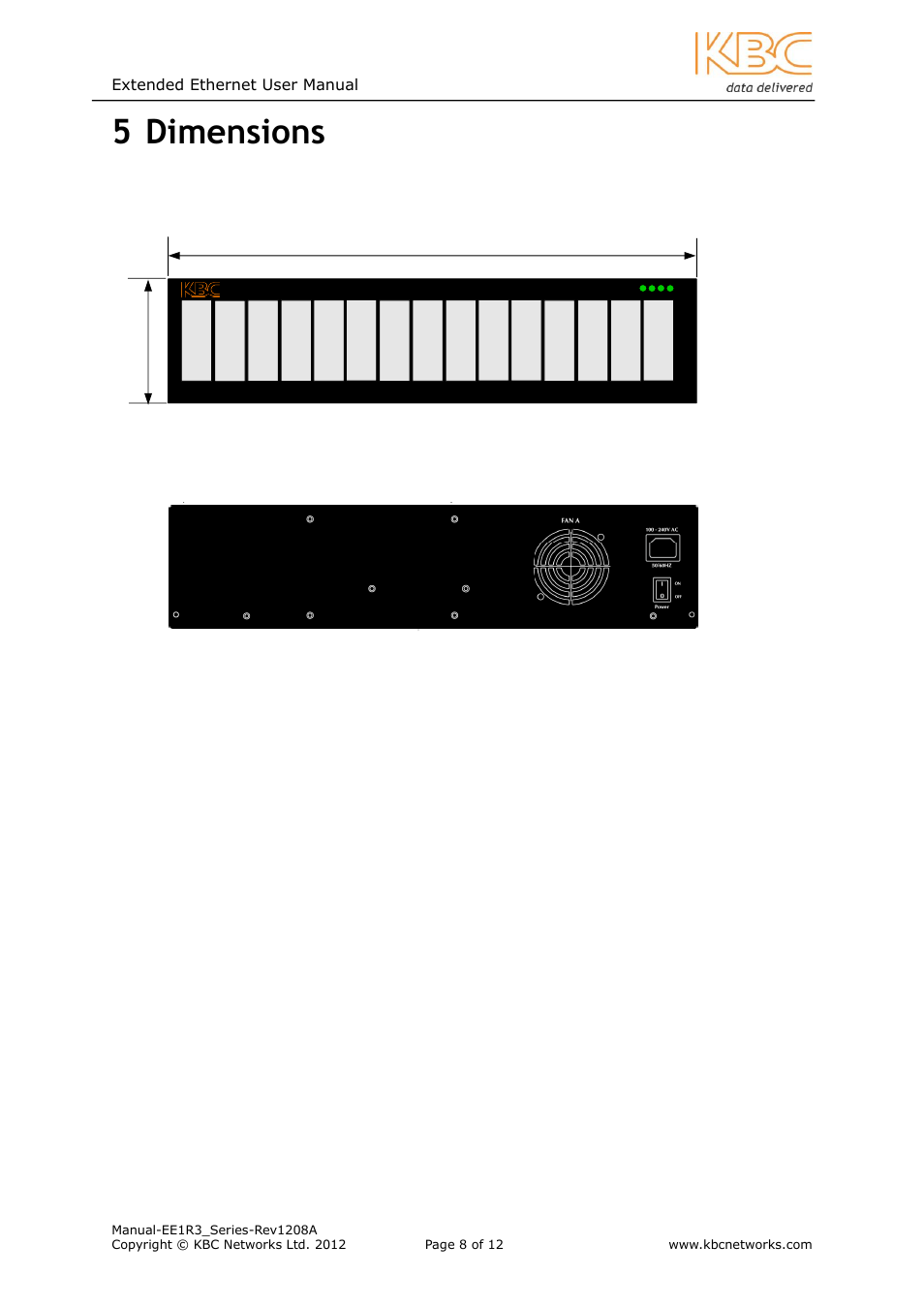 Dimensions, 5 dimensions | KBC Networks EE1R3 User Manual | Page 8 / 12