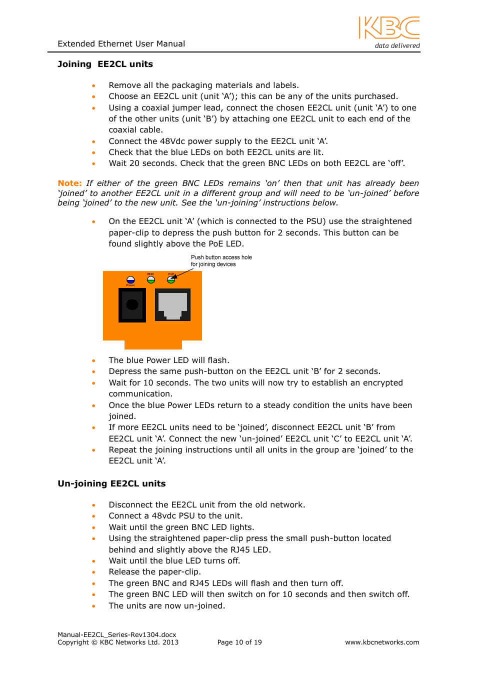 KBC Networks EE2CL User Manual | Page 10 / 19