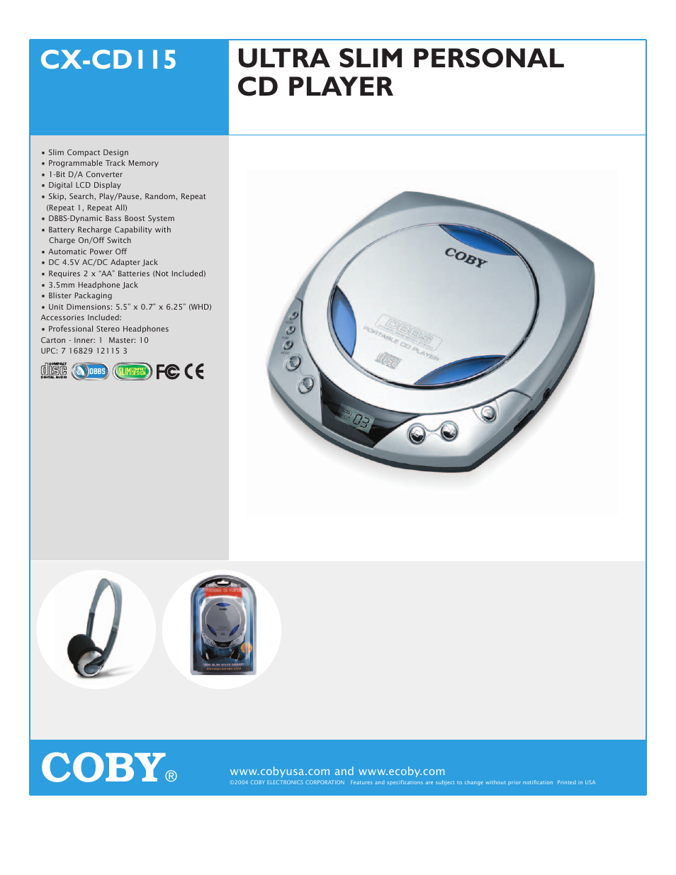 COBY CX-CD115 User Manual | 1 page