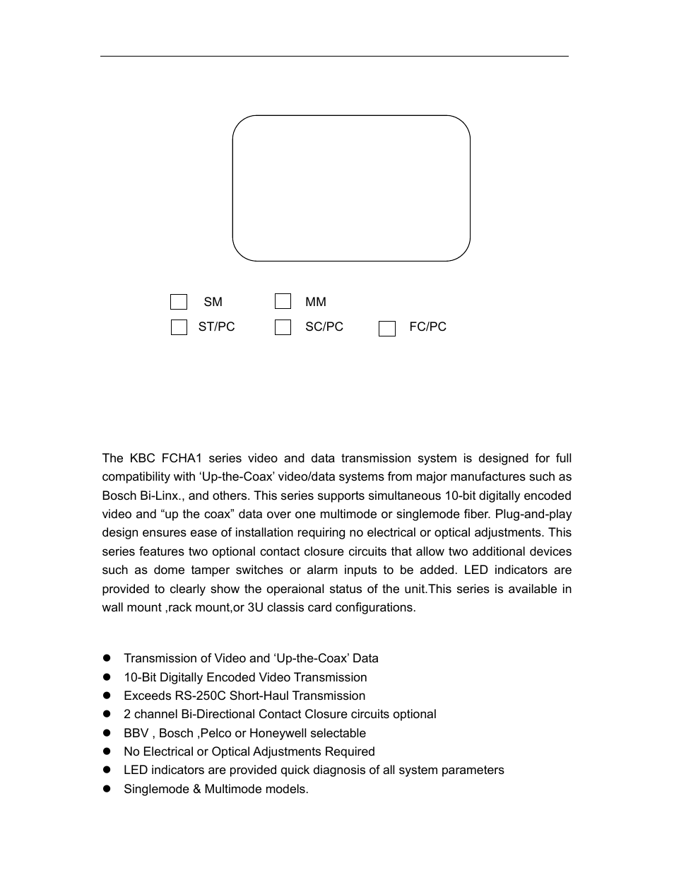 Product type, Overview | KBC Networks FCHA1-M1T-R-WSB User Manual | Page 3 / 13