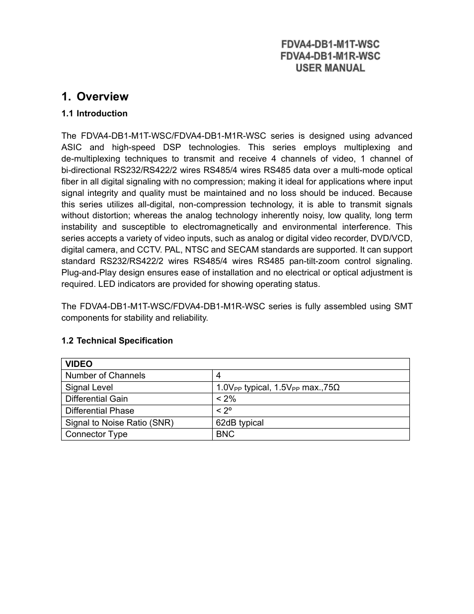 Overview | KBC Networks FDVA4-DB1-M1T-R-WSC User Manual | Page 3 / 14