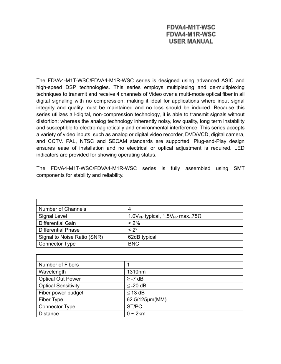 Overview | KBC Networks FDVA4-M1T-R-WSC User Manual | Page 3 / 11