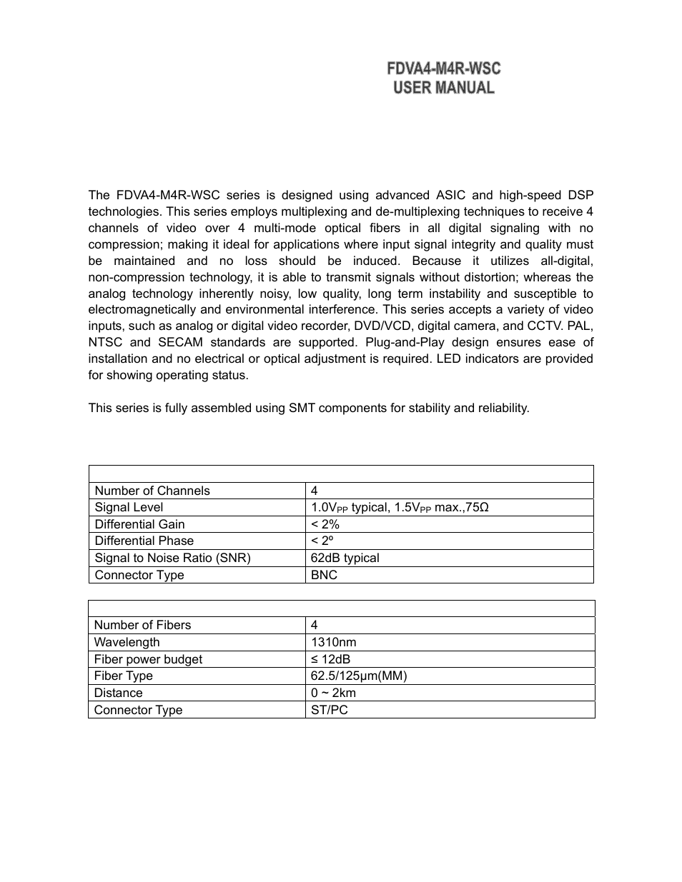 Overview | KBC Networks FDVA4-M4R-WSC User Manual | Page 3 / 9