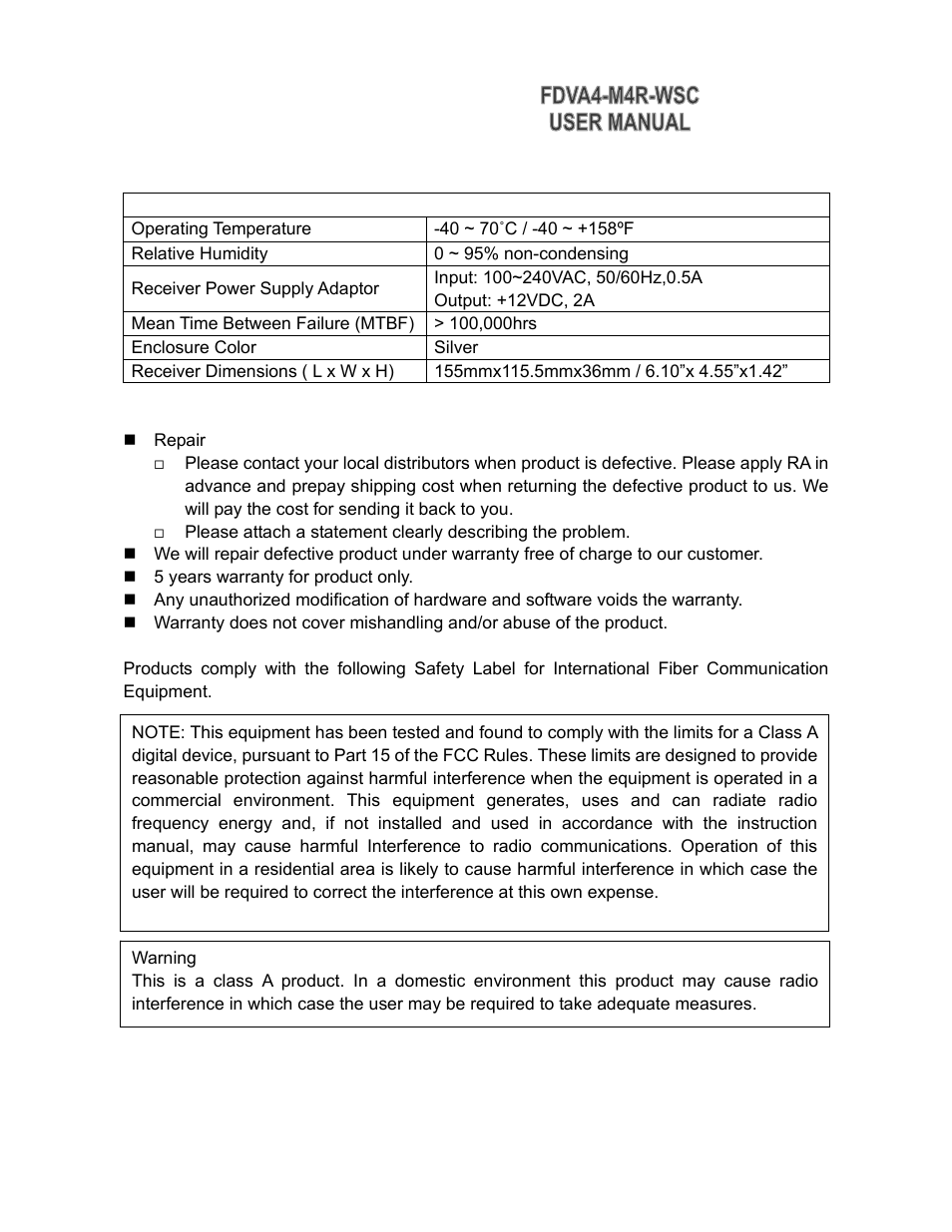 KBC Networks FDVA4-M4R-WSC User Manual | Page 4 / 9