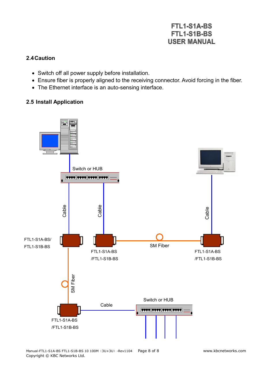 5 install application | KBC Networks FTL1-S1A-B-BS User Manual | Page 8 / 8
