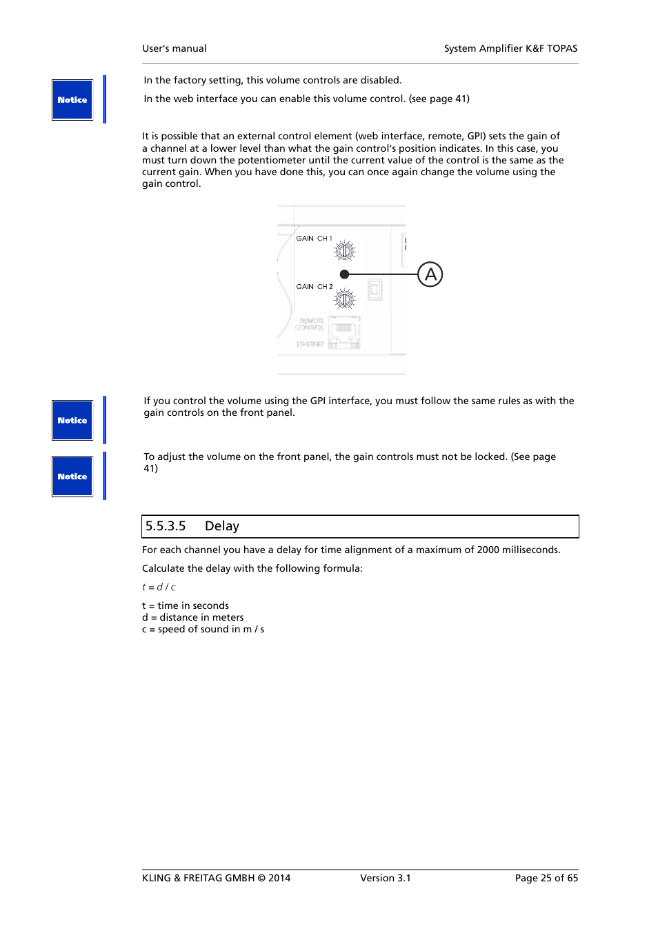 Delay, 5 delay | KLING & FREITAG K&F TOPAS User Manual | Page 25 / 65