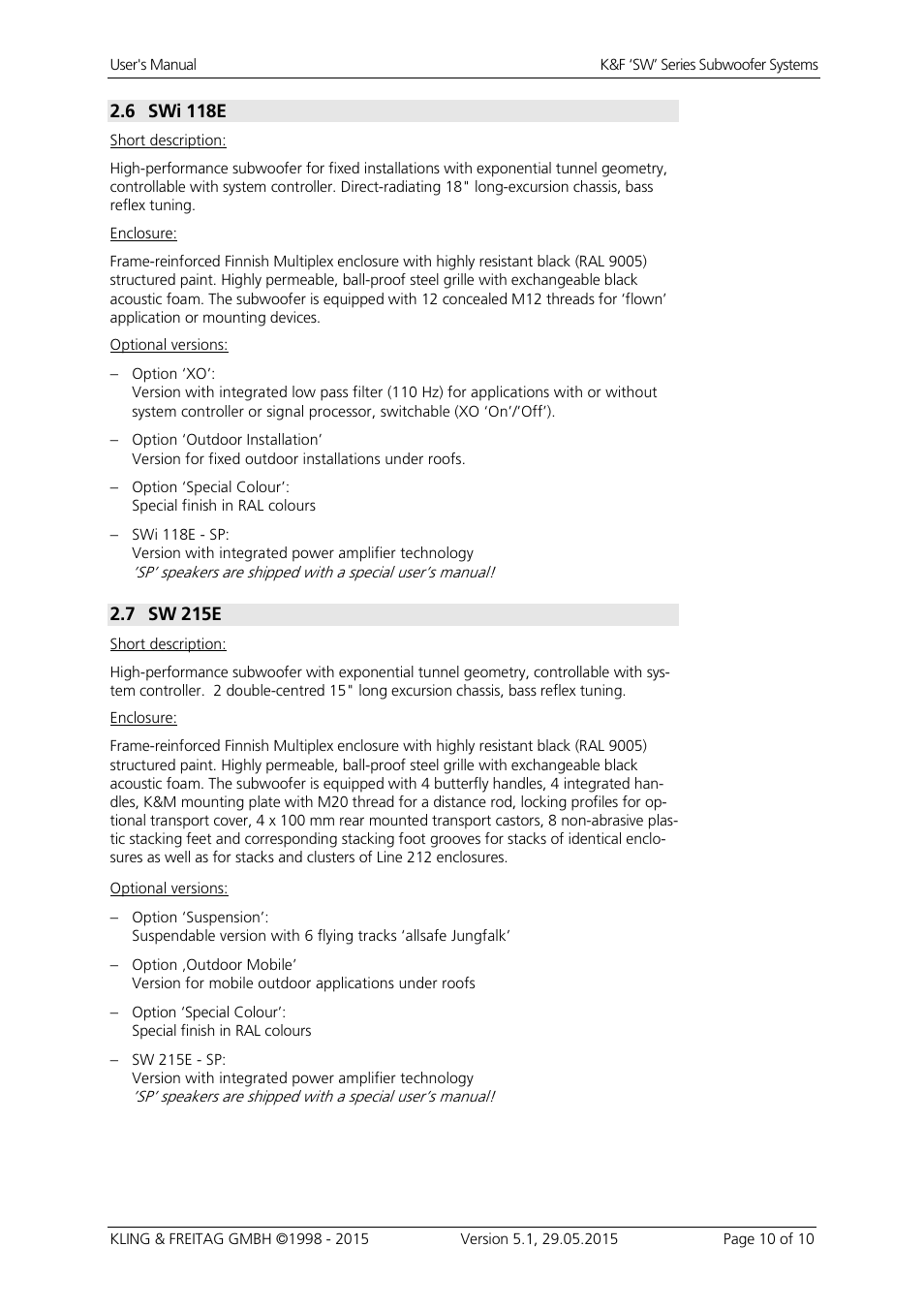 6 swi 118e, 7 sw 215e | KLING & FREITAG K&F SWi 118E User Manual | Page 10 / 45