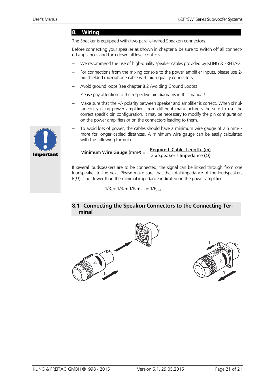 Wiring | KLING & FREITAG K&F SWi 118E User Manual | Page 21 / 45