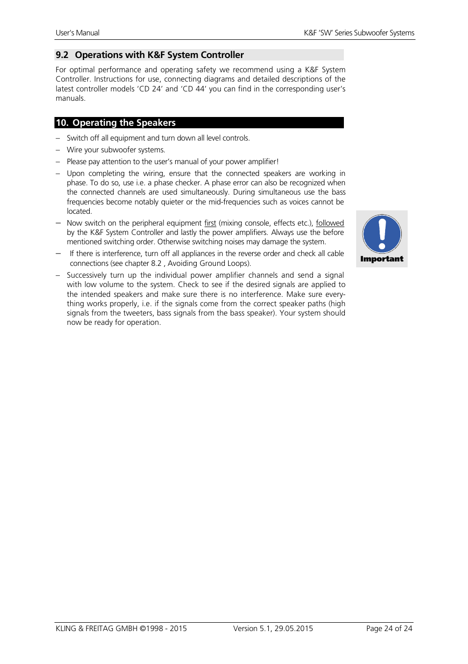 KLING & FREITAG K&F SWi 118E User Manual | Page 24 / 45