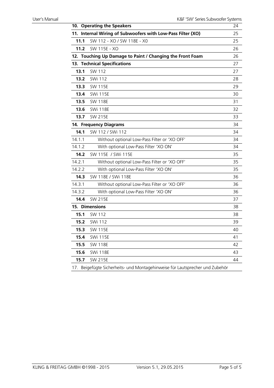 KLING & FREITAG K&F SWi 118E User Manual | Page 5 / 45