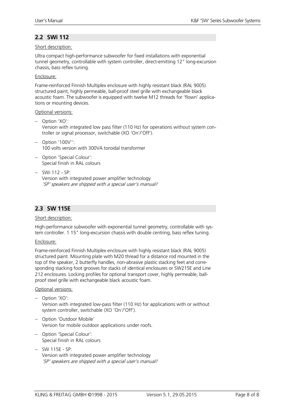 2 swi 112, 3 sw 115e | KLING & FREITAG K&F SWi 118E User Manual | Page 8 / 45