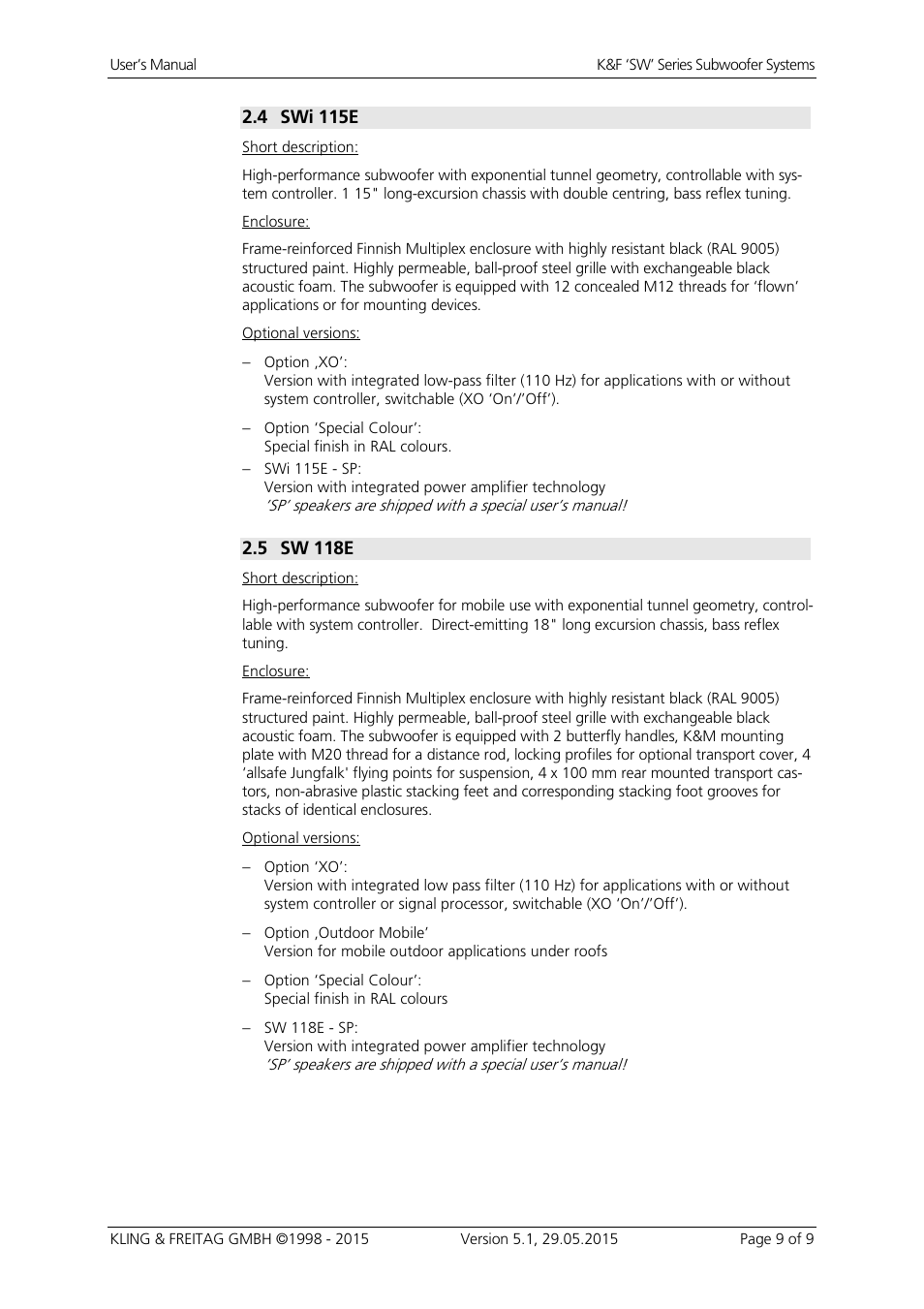 4 swi 115e, 5 sw 118e | KLING & FREITAG K&F SWi 118E User Manual | Page 9 / 45