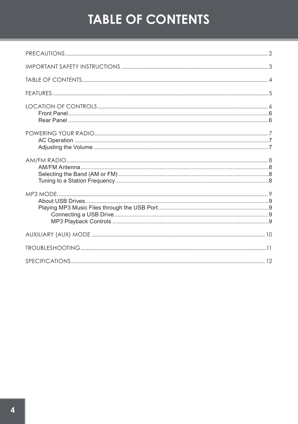 COBY electronic CX-166 User Manual | Page 4 / 16