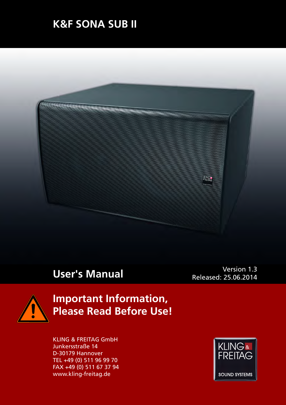 KLING & FREITAG K&F SONA SUB II User Manual | 19 pages