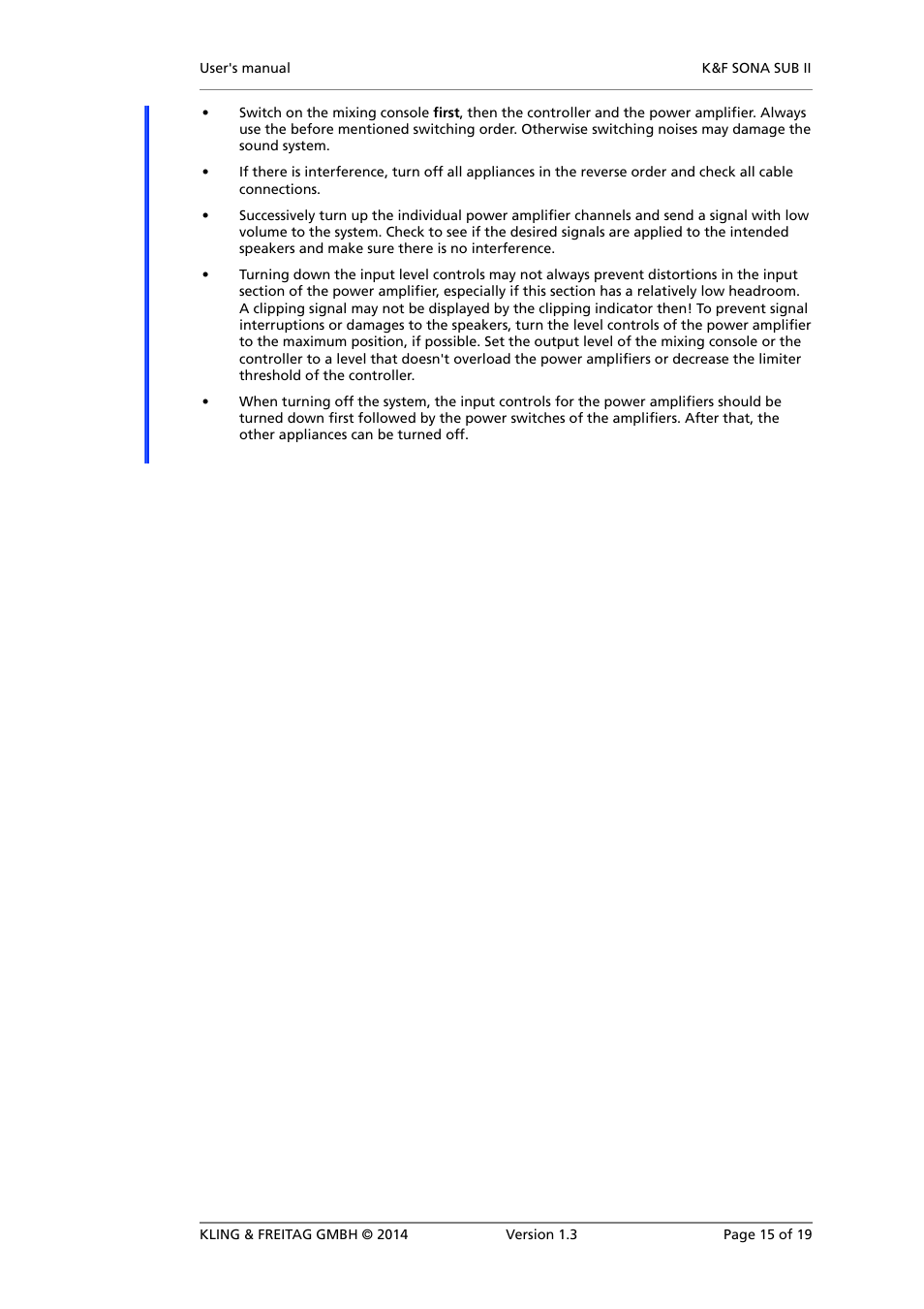 KLING & FREITAG K&F SONA SUB II User Manual | Page 15 / 19