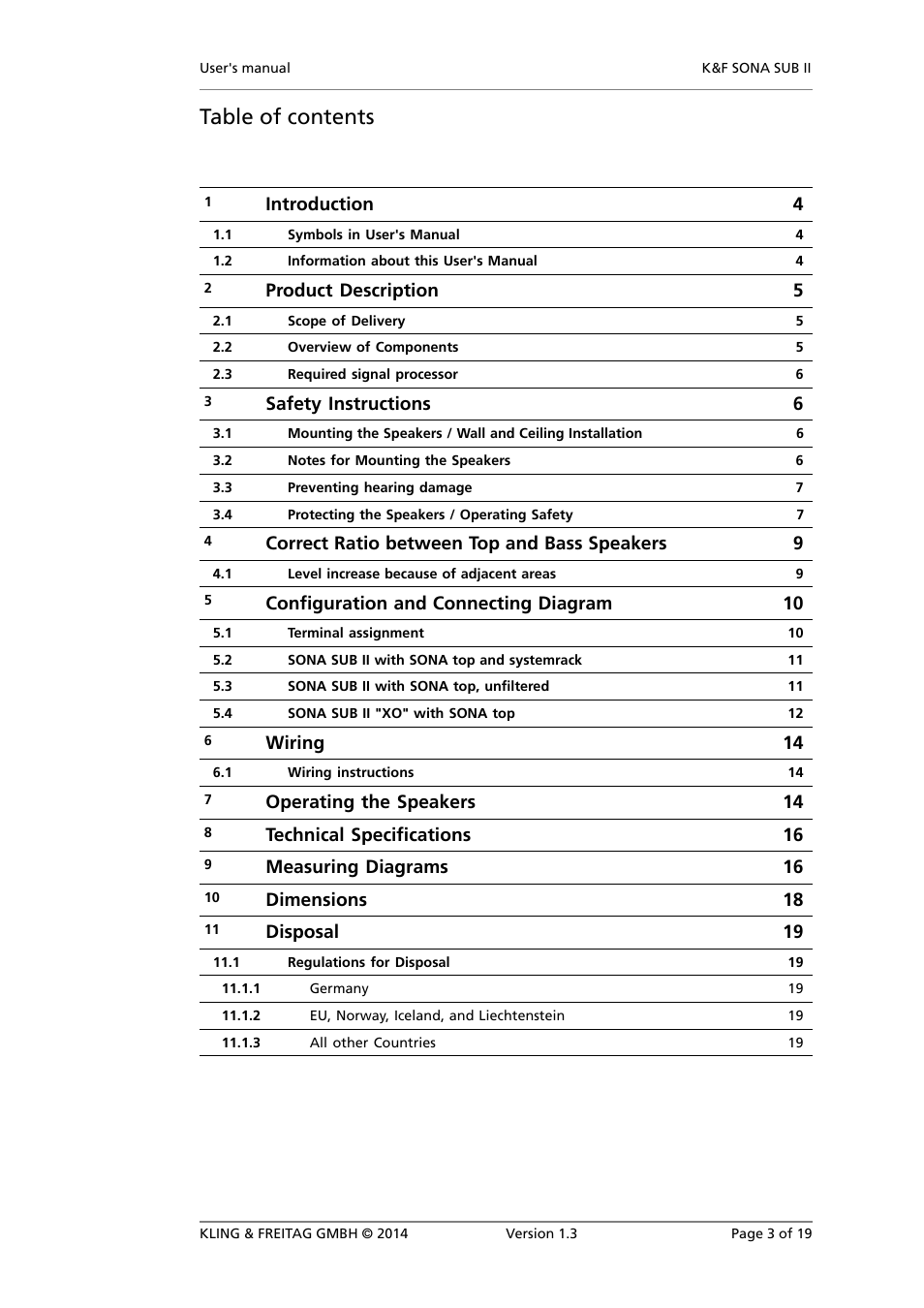 KLING & FREITAG K&F SONA SUB II User Manual | Page 3 / 19