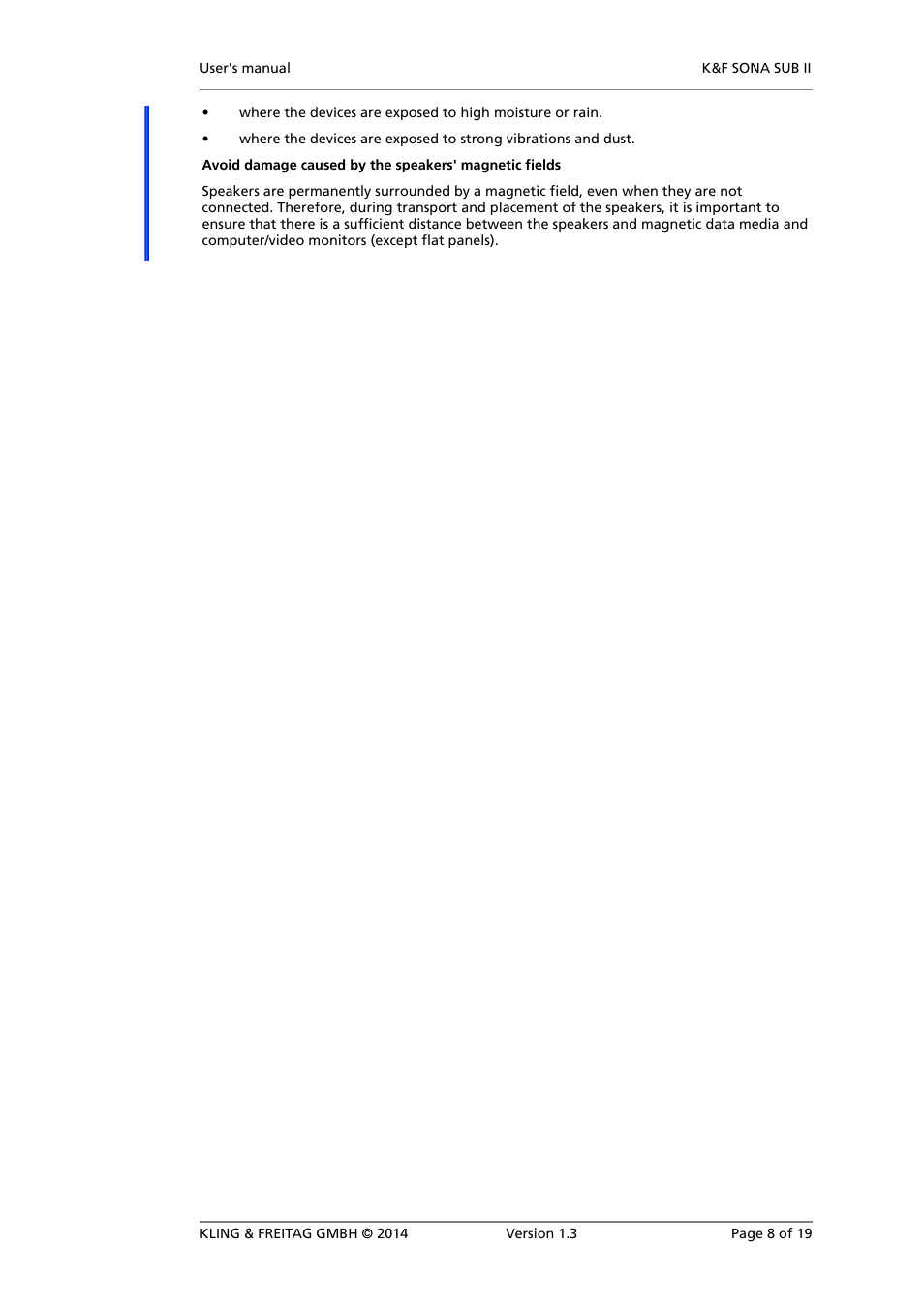 KLING & FREITAG K&F SONA SUB II User Manual | Page 8 / 19