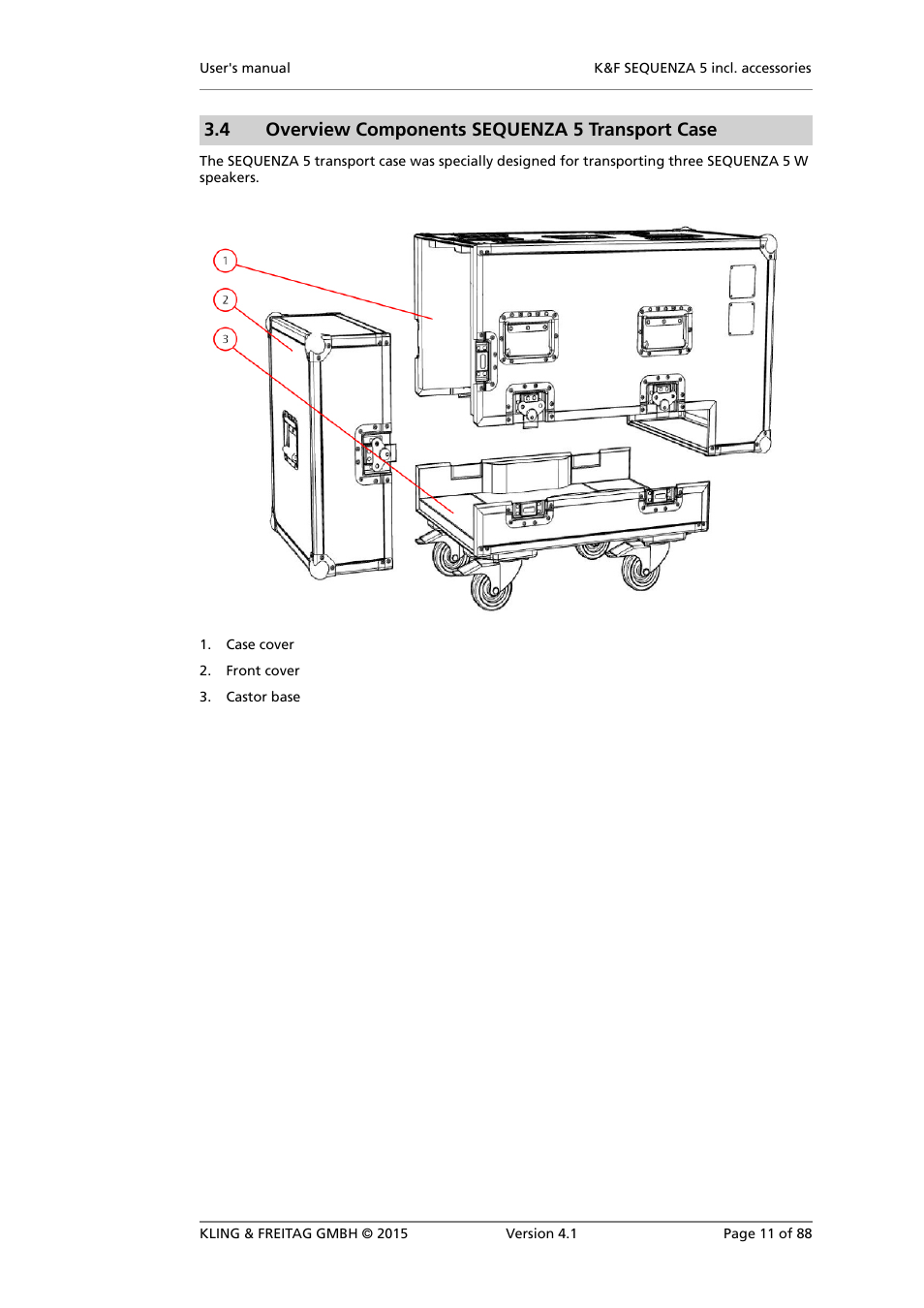 Overview components sequenza 5 transport case, 4 overview components sequenza 5 transport case | KLING & FREITAG K&F SEQUENZA 5 W User Manual | Page 11 / 88