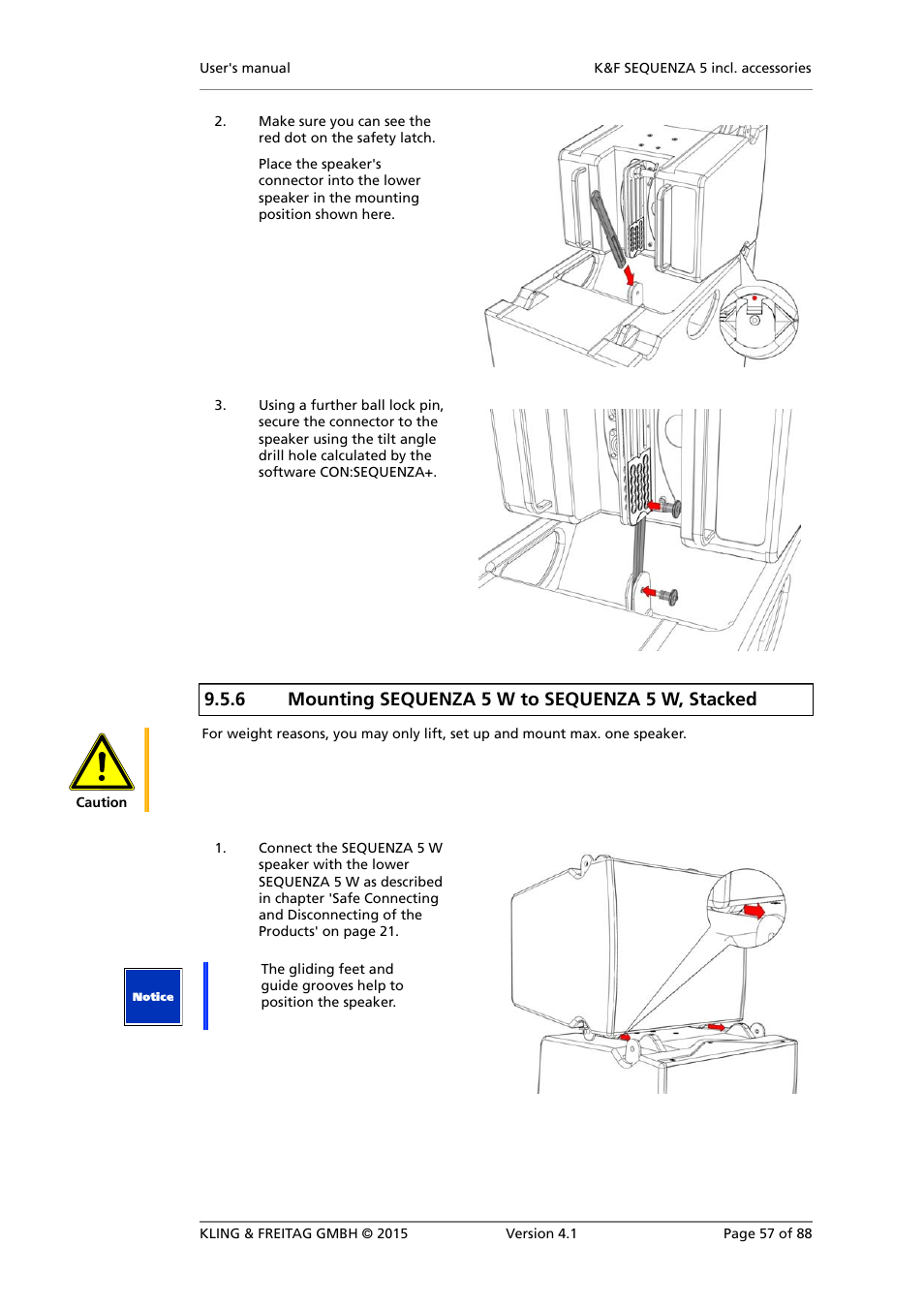 Mounting sequenza 5 w to sequenza 5 w, stacked, 6 mounting sequenza 5 w to sequenza 5 w, stacked | KLING & FREITAG K&F SEQUENZA 5 W User Manual | Page 57 / 88