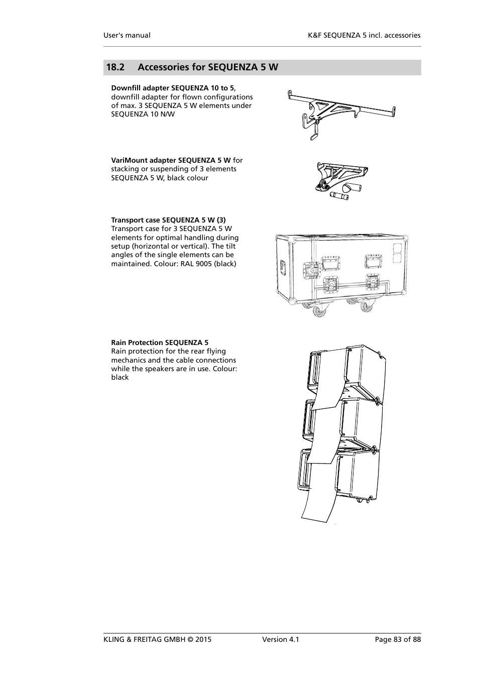 Accessories for sequenza 5 w, 2 accessories for sequenza 5 w | KLING & FREITAG K&F SEQUENZA 5 W User Manual | Page 83 / 88