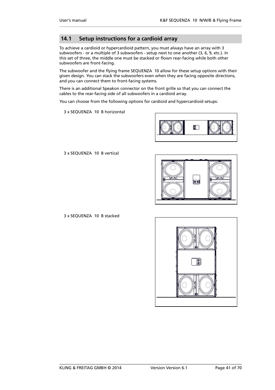 Setup instructions for a cardioid array, 1 setup instructions for a cardioid array | KLING & FREITAG K&F SEQUENZA 10 W User Manual | Page 41 / 70
