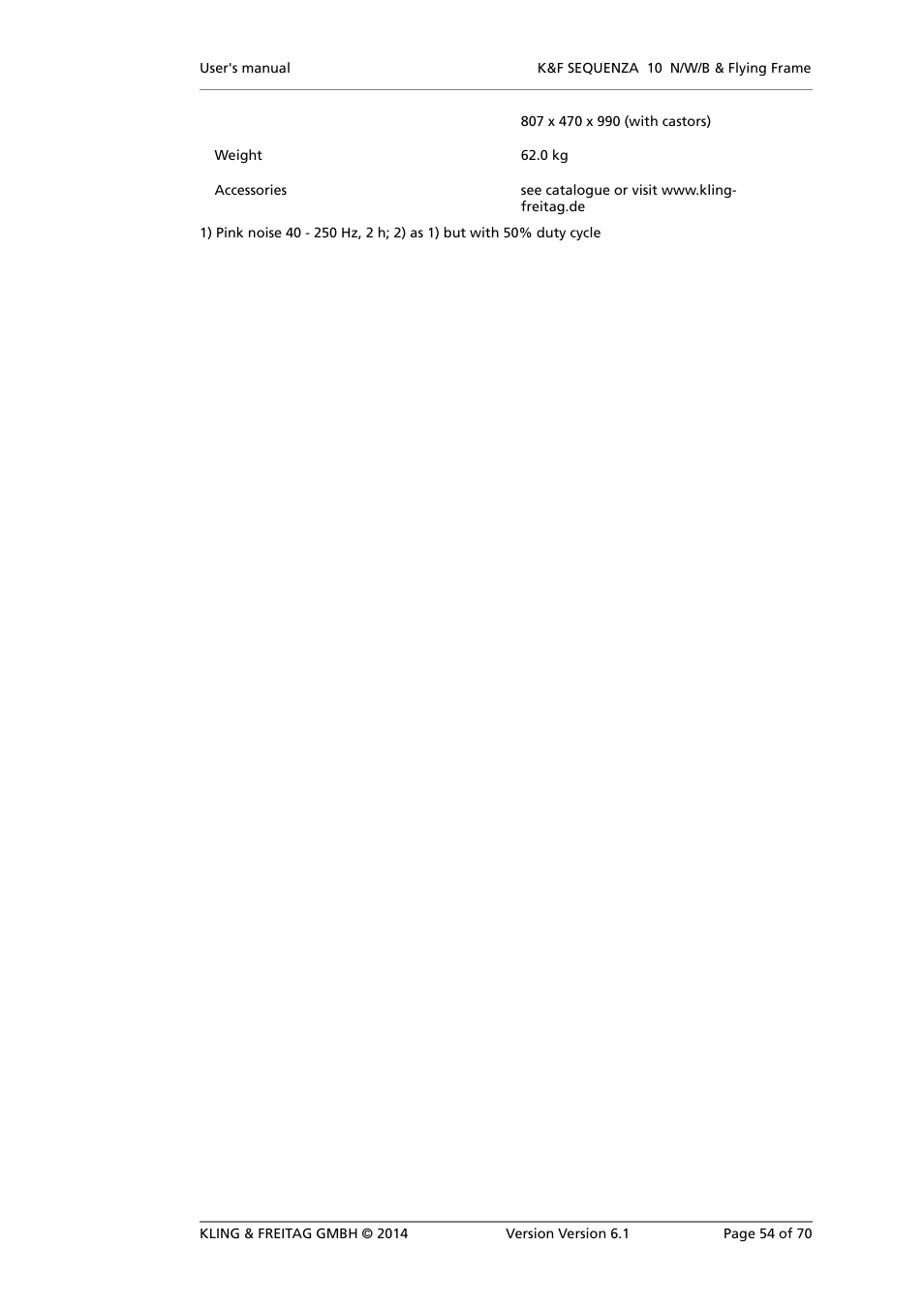 KLING & FREITAG K&F SEQUENZA 10 W User Manual | Page 54 / 70