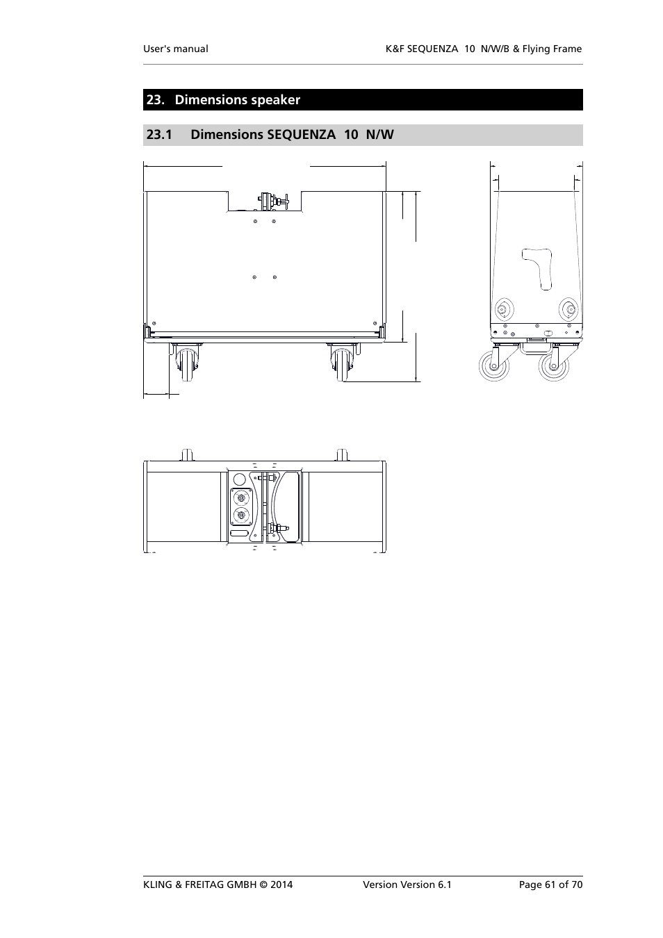 Dimensions speaker, Dimensions sequenza 10 n/w | KLING & FREITAG K&F SEQUENZA 10 W User Manual | Page 61 / 70