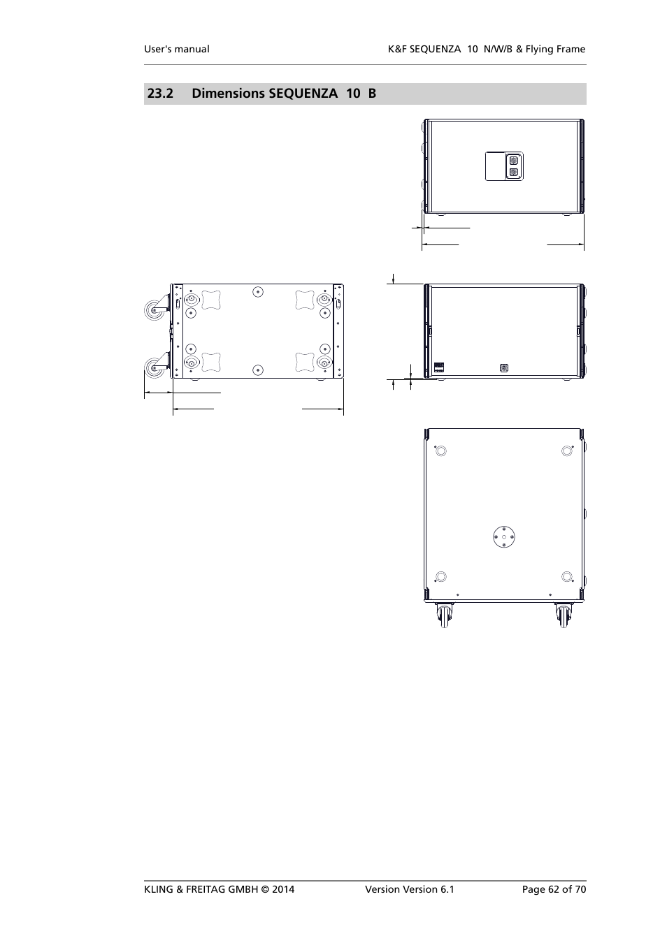 Dimensions sequenza 10 b, 2 dimensions sequenza 10 b | KLING & FREITAG K&F SEQUENZA 10 W User Manual | Page 62 / 70
