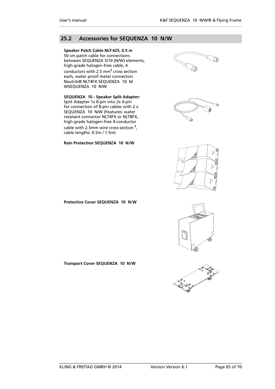 Accessories for sequenza 10 n/w, 2 accessories for sequenza 10 n/w | KLING & FREITAG K&F SEQUENZA 10 W User Manual | Page 65 / 70
