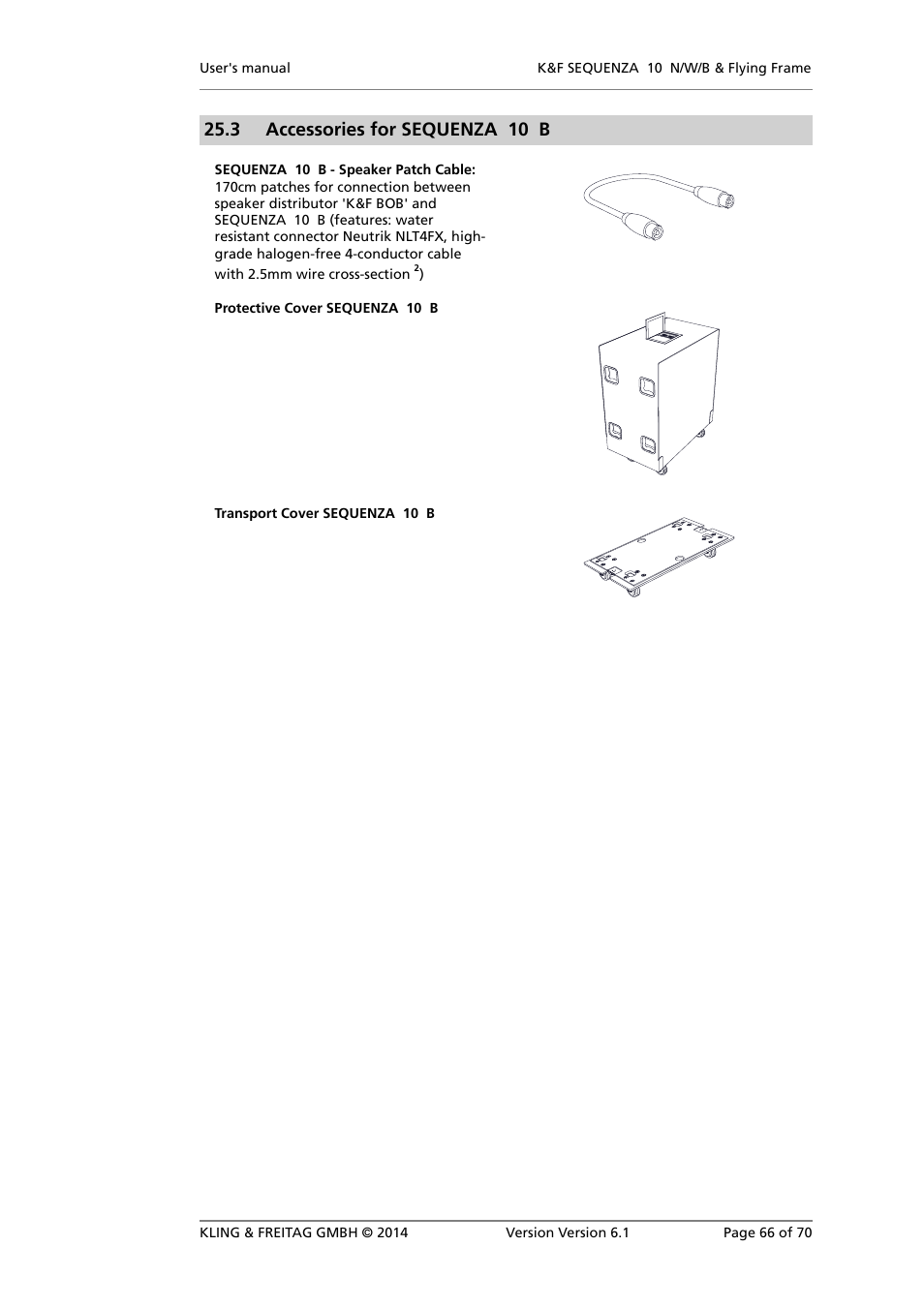 Accessories for sequenza 10 b, 3 accessories for sequenza 10 b | KLING & FREITAG K&F SEQUENZA 10 W User Manual | Page 66 / 70