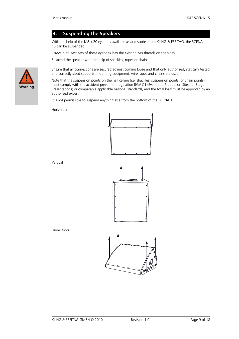 Suspending the speakers, Suspending�the�speakers | KLING & FREITAG K&F SCENA 15 User Manual | Page 9 / 18