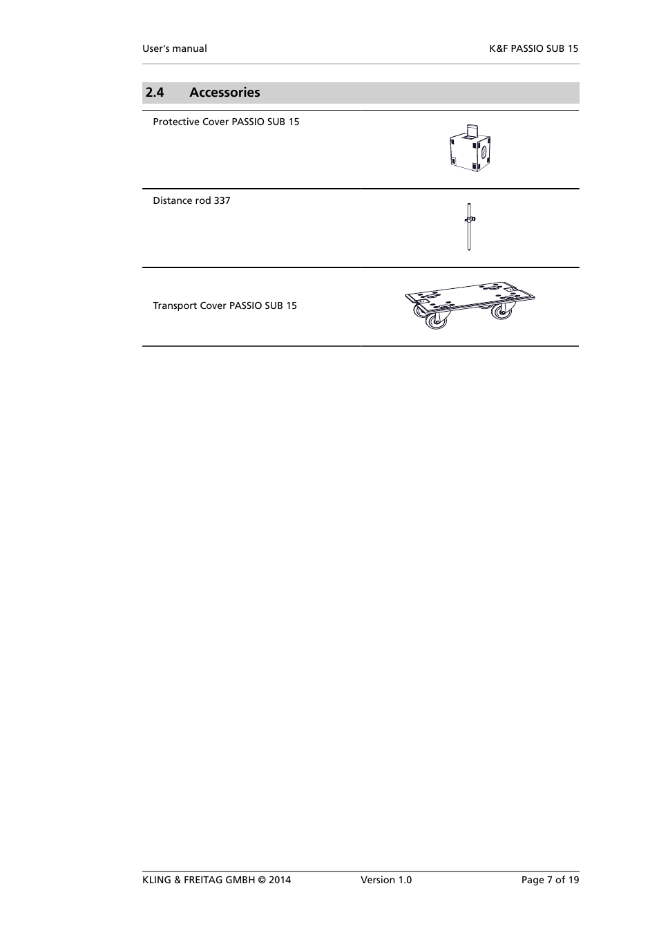 Accessories, 4 accessories | KLING & FREITAG K&F PASSIO SUB 15 User Manual | Page 7 / 19