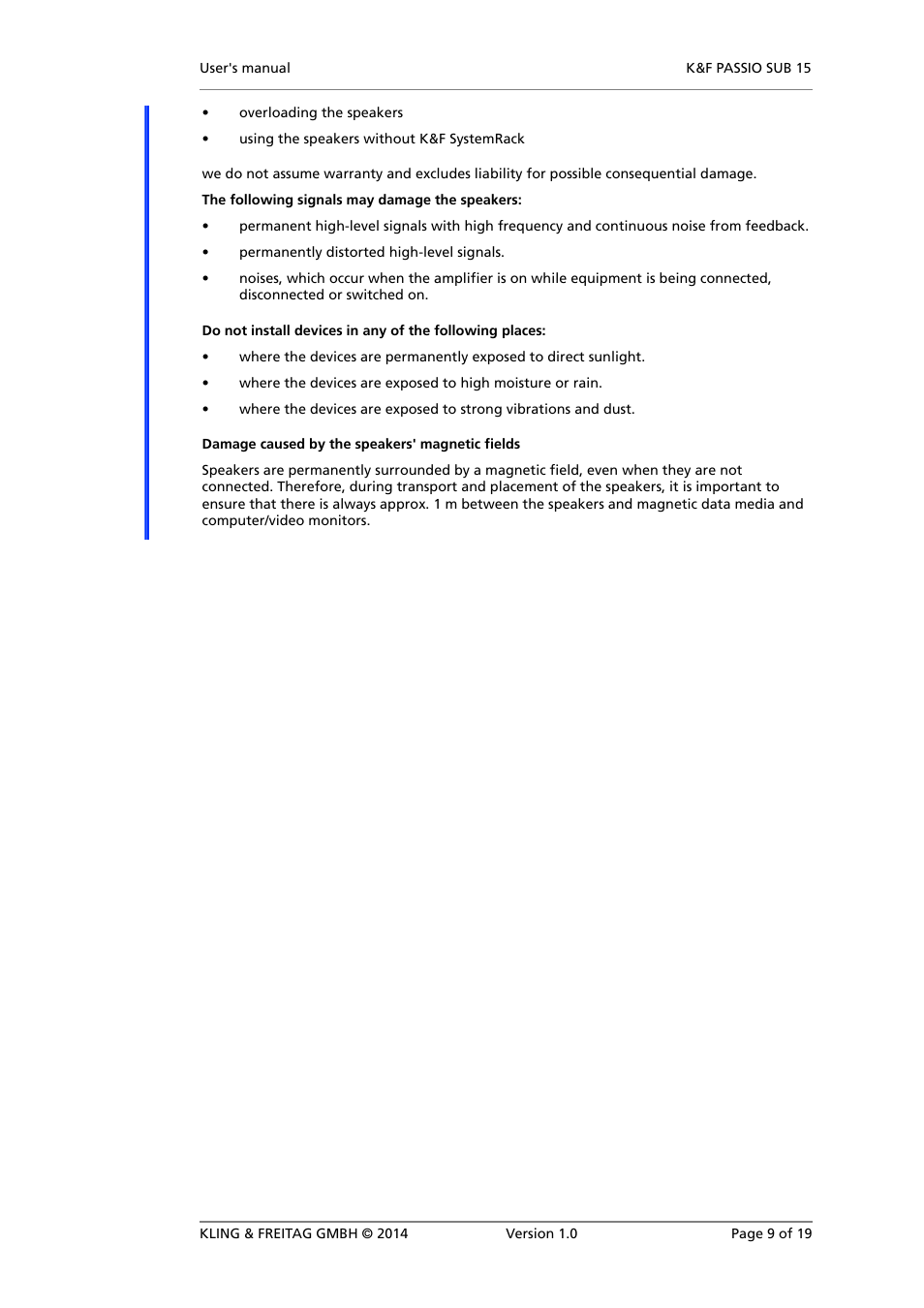 KLING & FREITAG K&F PASSIO SUB 15 User Manual | Page 9 / 19