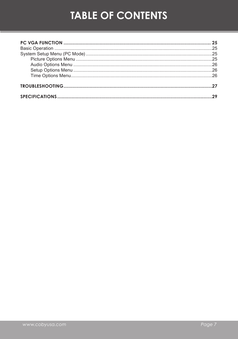 COBY electronic TF-TV2707 User Manual | Page 7 / 32