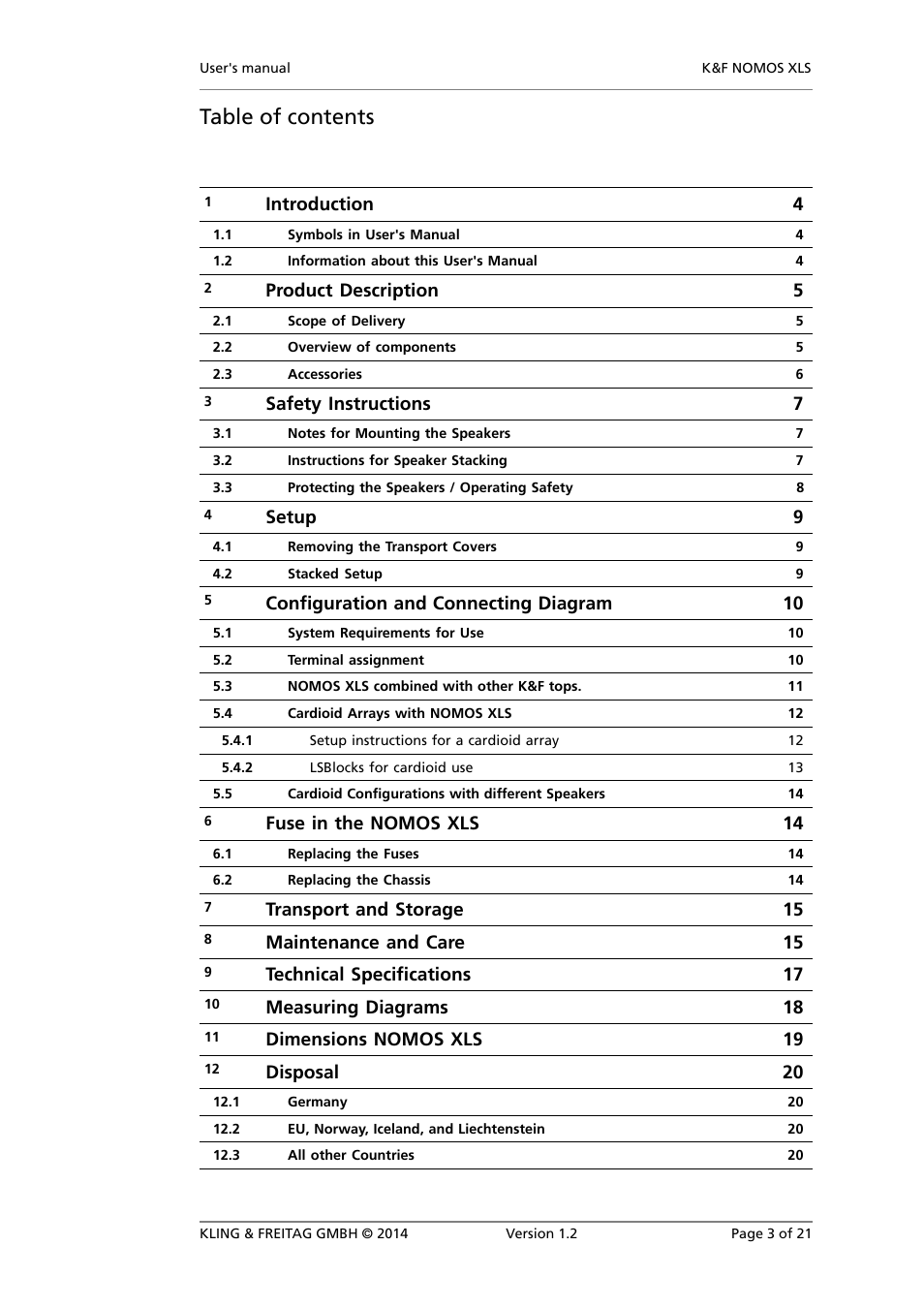KLING & FREITAG K&F NOMOS XLS User Manual | Page 3 / 21