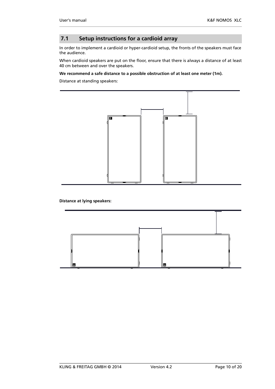 Setup instructions for a cardioid array, 1 setup instructions for a cardioid array | KLING & FREITAG K&F NOMOS XLC User Manual | Page 10 / 20