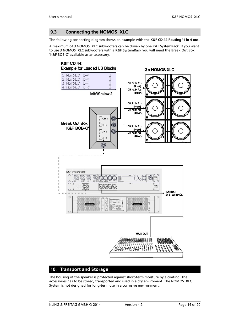 Connecting the nomos xlc, Transport and storage, 3 connecting the nomos xlc | KLING & FREITAG K&F NOMOS XLC User Manual | Page 14 / 20