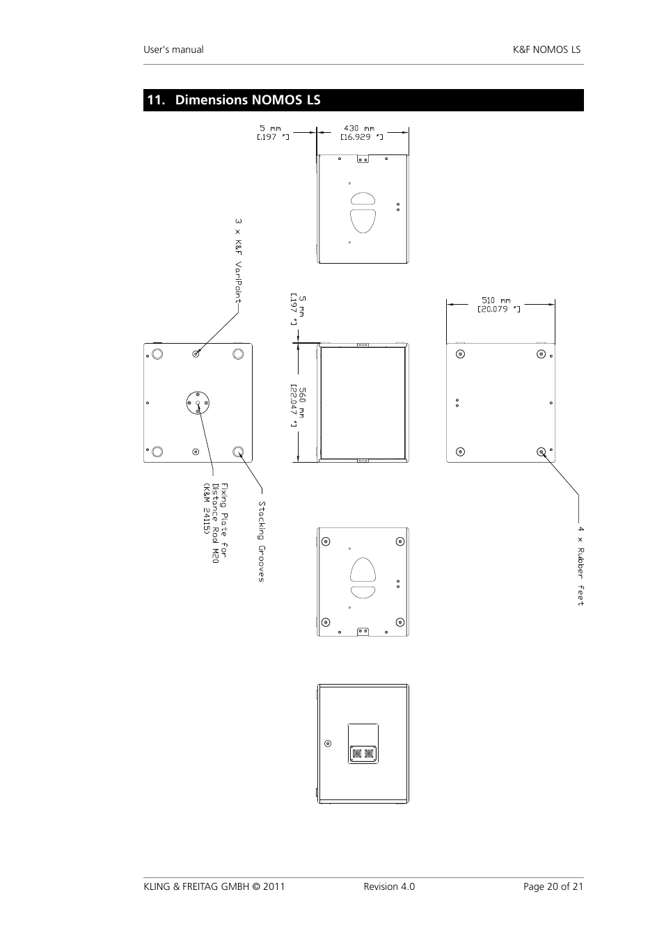 Dimensions nomos ls, Dimensions�nomos�ls | KLING & FREITAG K&F NOMOS LS User Manual | Page 20 / 21