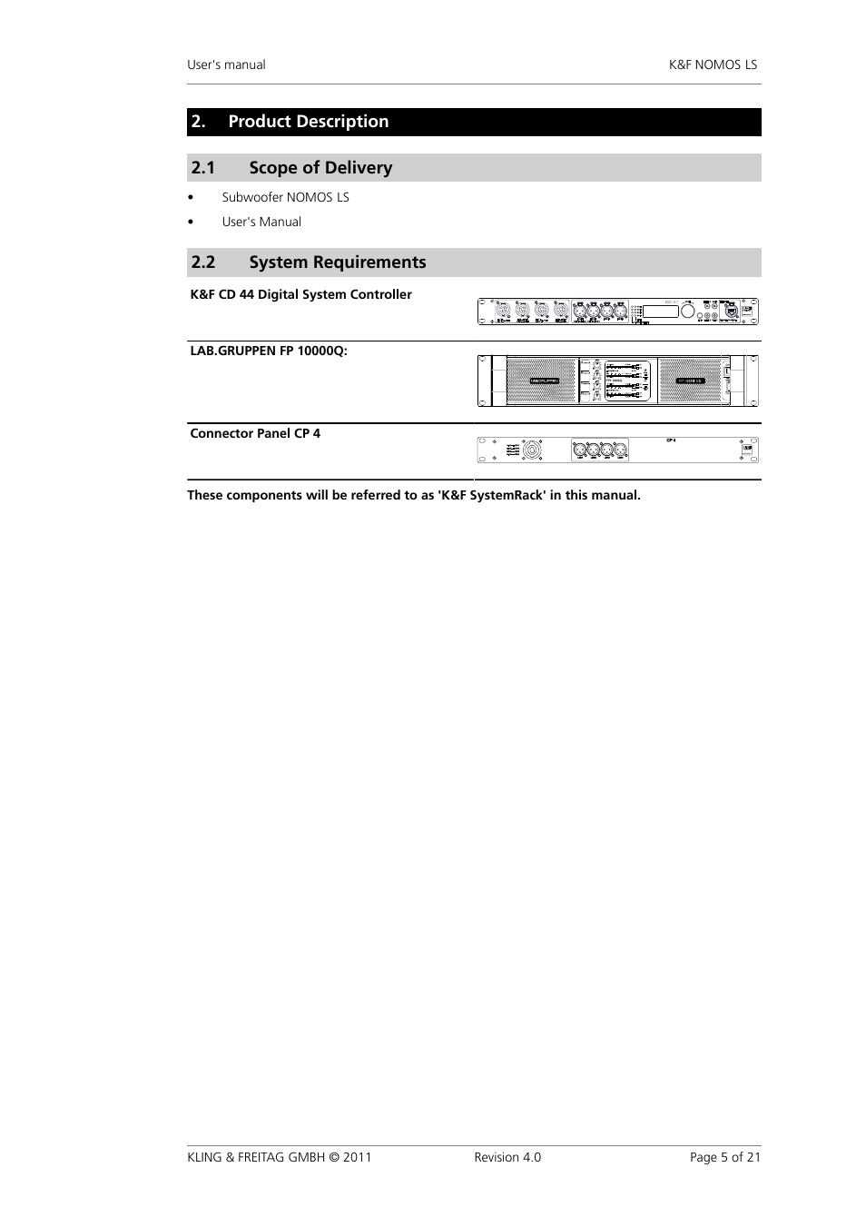 Product description, Scope of delivery, System requirements | Product�description | KLING & FREITAG K&F NOMOS LS User Manual | Page 5 / 21