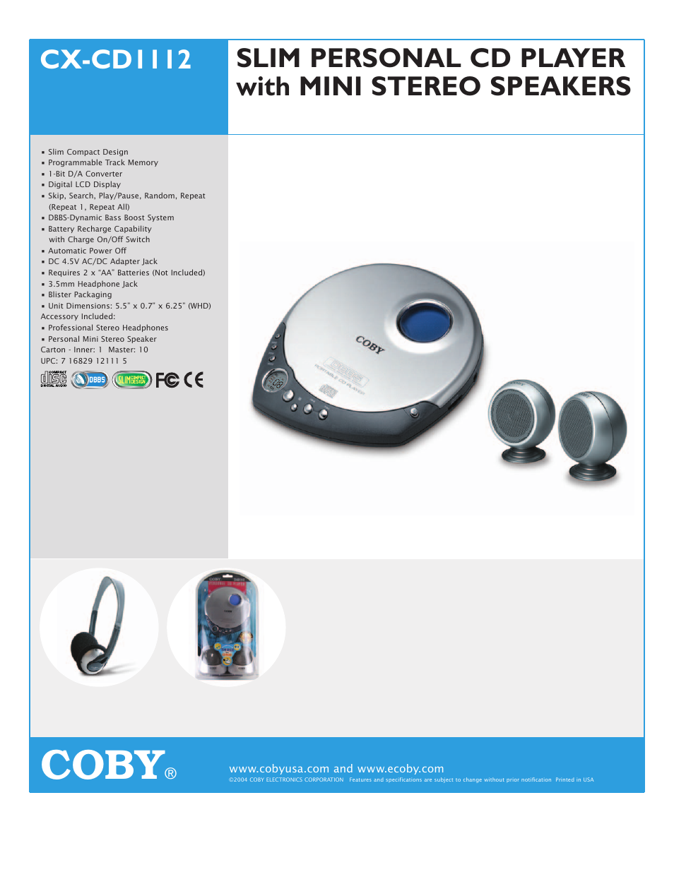 COBY CX-CD1112 User Manual | 1 page