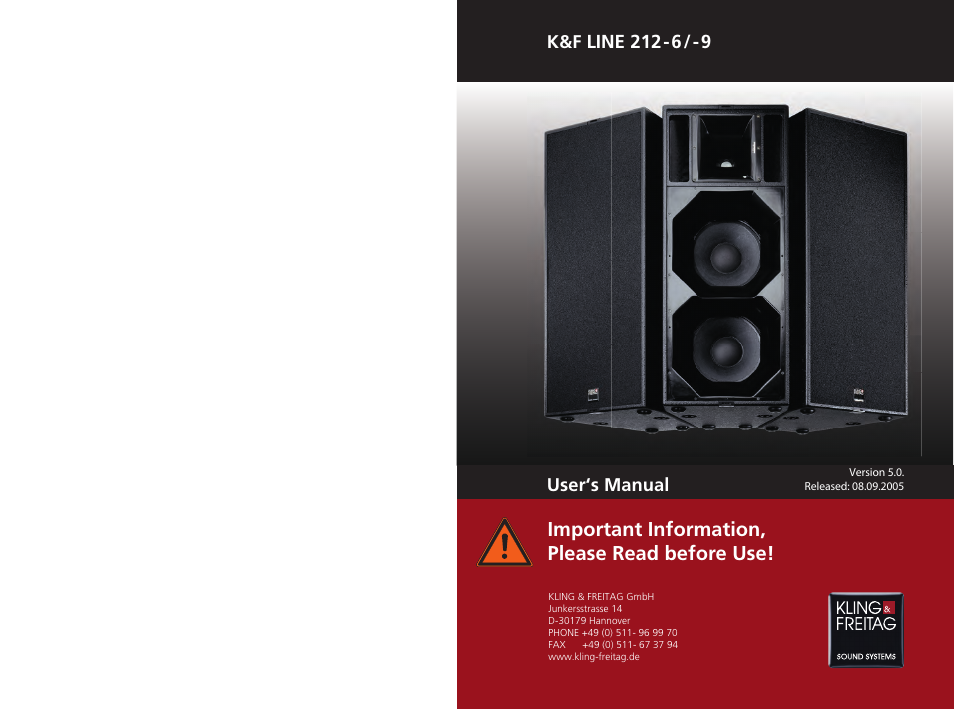 KLING & FREITAG K&F Line 212-9 User Manual | 37 pages