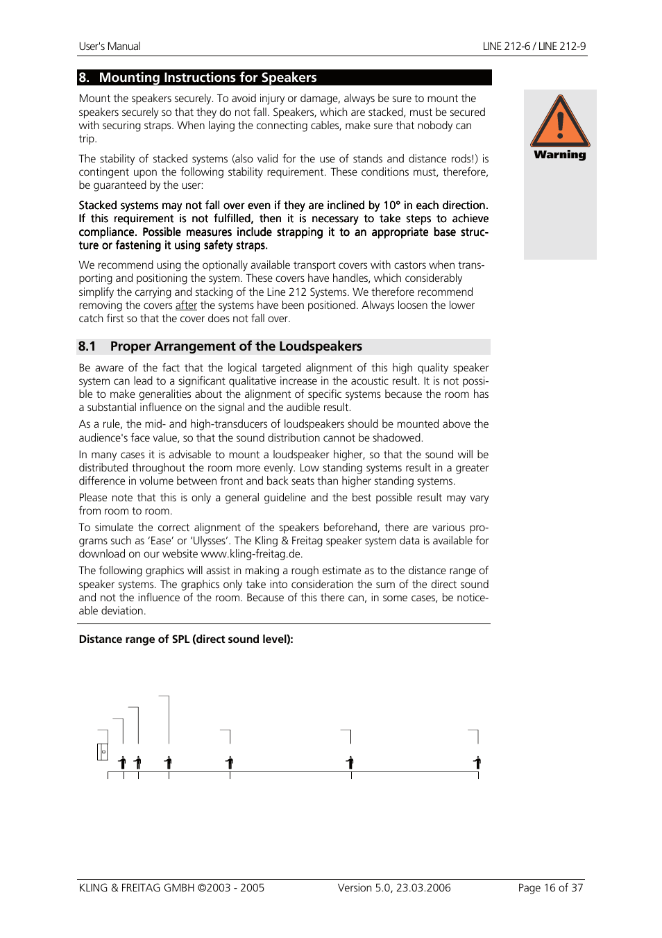 Mounting instructions for speakers, Proper arrangement of the loudspeakers, Mounting instructions for | Speakers, 1 proper arrangement of the loudspeakers | KLING & FREITAG K&F Line 212-9 User Manual | Page 16 / 37