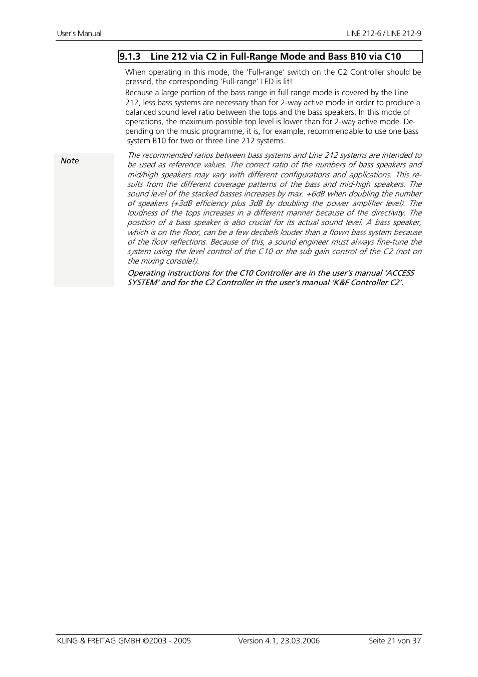 KLING & FREITAG K&F Line 212-9 User Manual | Page 21 / 37