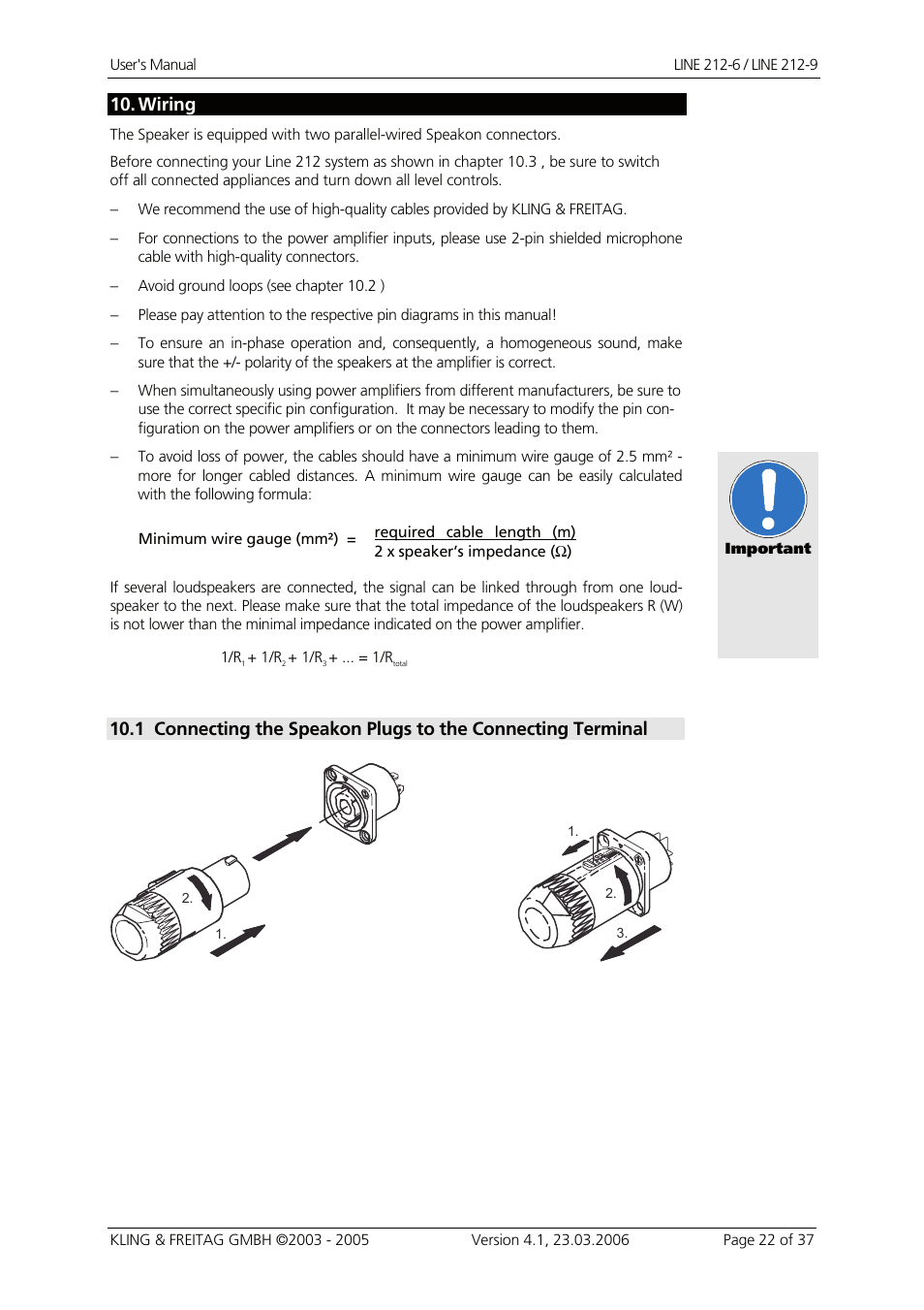 Wiring, Wiring 22 | KLING & FREITAG K&F Line 212-9 User Manual | Page 22 / 37