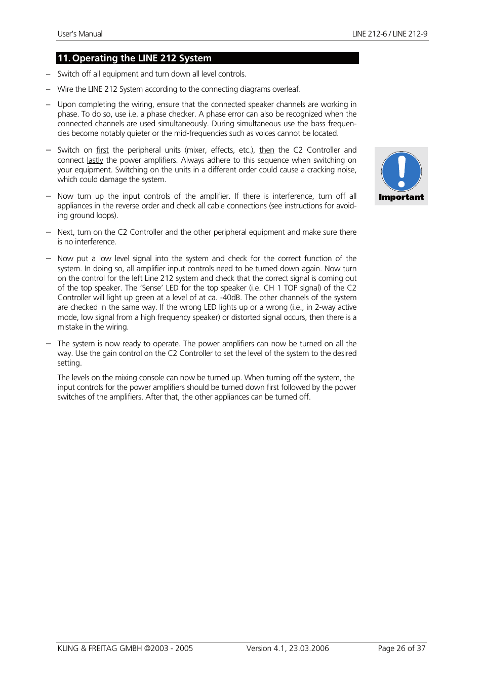 Operating the line 212 system | KLING & FREITAG K&F Line 212-9 User Manual | Page 26 / 37