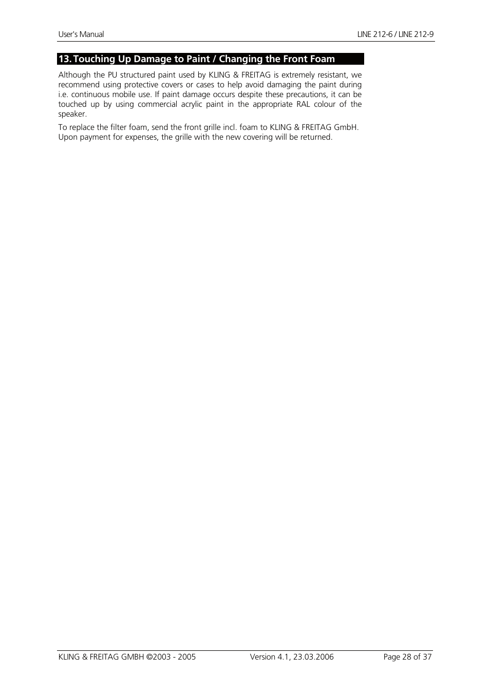 KLING & FREITAG K&F Line 212-9 User Manual | Page 28 / 37