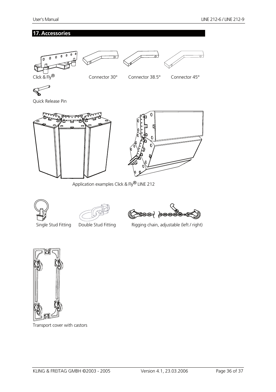 Accessories, Accessories 36 | KLING & FREITAG K&F Line 212-9 User Manual | Page 36 / 37