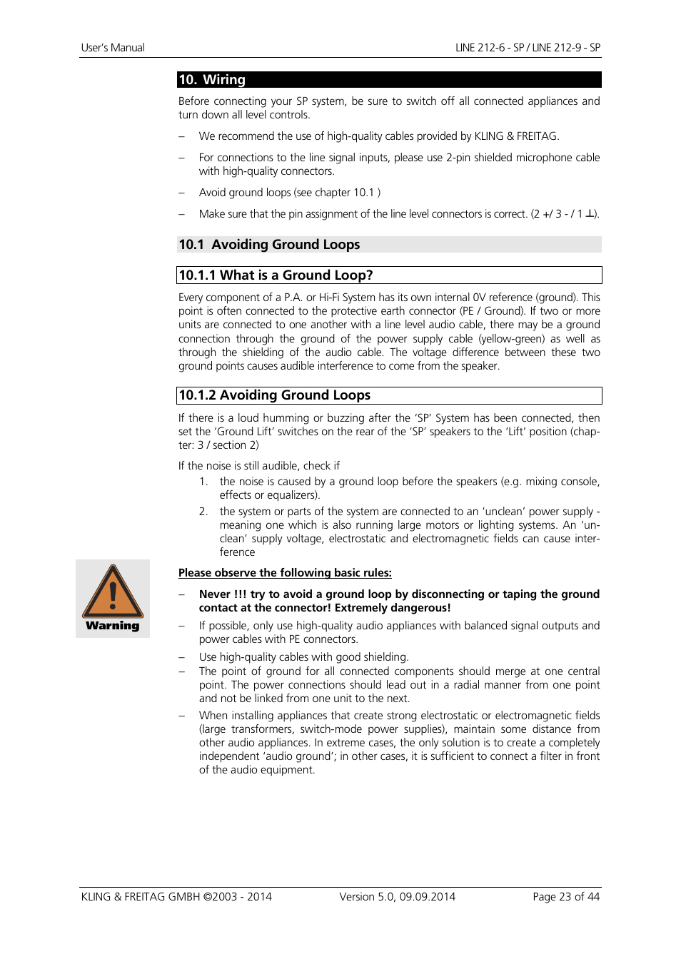 Wiring, 1 avoiding ground loops, 1 what is a ground loop | 2 avoiding ground loops | KLING & FREITAG K&F Line 212-9 - SP User Manual | Page 23 / 44